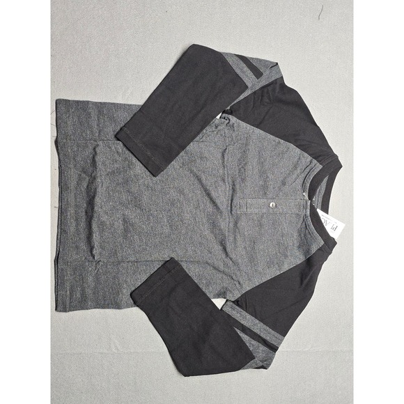The Children's Place Other - The Childrens Place Boys Gray Black Henley Long Sleeve Raglan Shirt Size S 5/6
